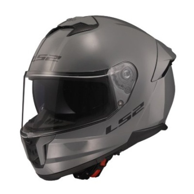 Capacete de moto integral cinzento mate LS2 com viseira transparente