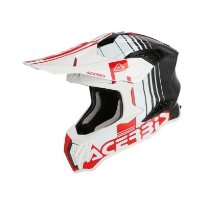 Capacete Acerbis Airstrike-C Carbono Branco Vermelho