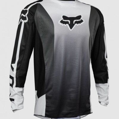 Camisola desportiva manga comprida preta, branca e cinzenta com logótipo Fox