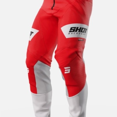 Calças de motocross vermelhas, brancas e cinzentas SHOT RACE GEAR