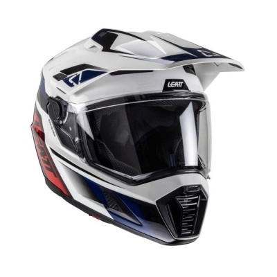 Capacete Leatt Adventure 8.5 Azul Branco com oculos