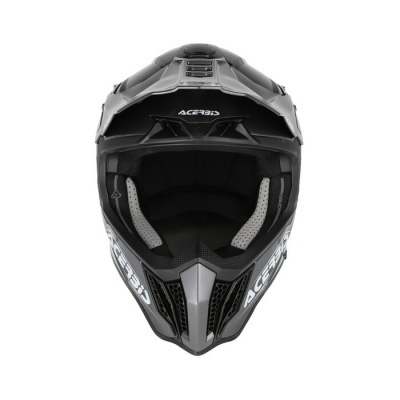 Capacete de motocross preto e cinzento com marca ACERBIS