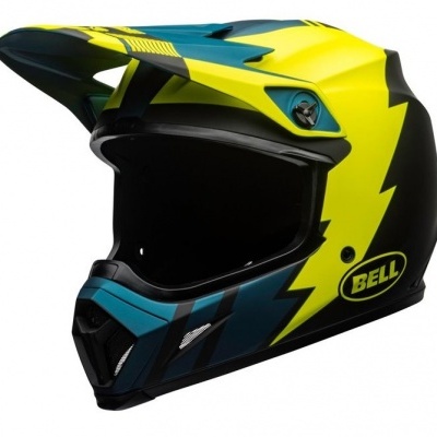 Capacete BELL MX-9 MIPS strike amarelo/azul mate