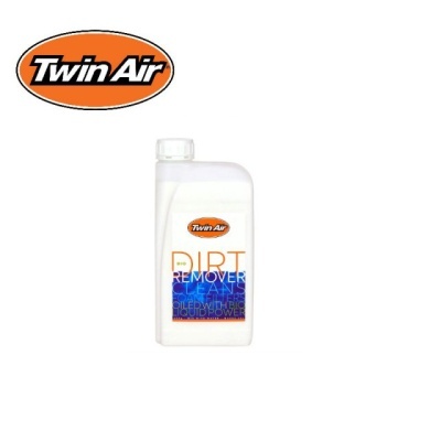 Produto líquido de limpeza Twin Air Dirt Remover Cleaner em embalagem branca com etiqueta laranja e azul.