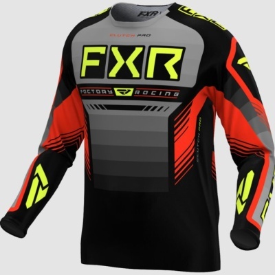 Camisola técnica FXR Factory Racing preta, cinza, vermelha e amarela