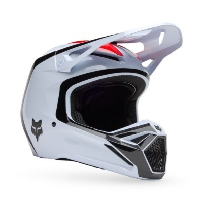 Capacete Fox V1 Flow branco vermeho