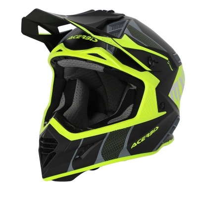 Capacete motocross Acerbis preto e amarelo fluorescente