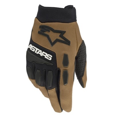 Luva desportiva castanha e preta com logótipos Alpinestars