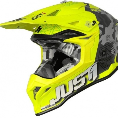 Capacete JUST1 J39 Kinetic camuflage amarelo