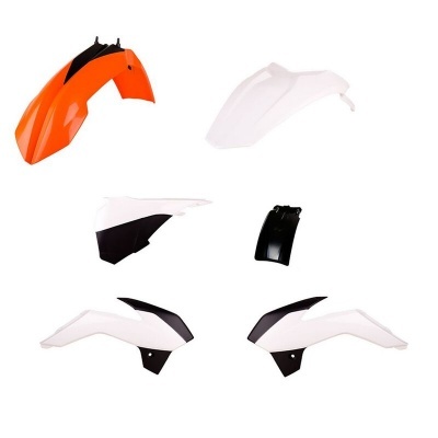 Peças de plástico para moto off-road em laranja, branco e preto