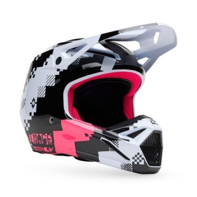 Capacete Fox V1 Digi Image branco rosa
