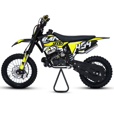 Motocross MX50 verde, preta e amarela com número 434