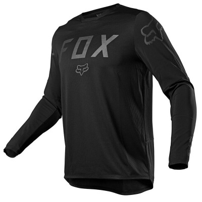 Camisola desportiva preta de manga comprida com estampagem FOX cinzenta