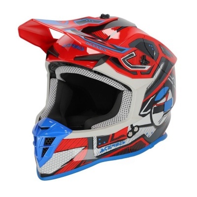 capacete de motocross colorido com padrões geométricos