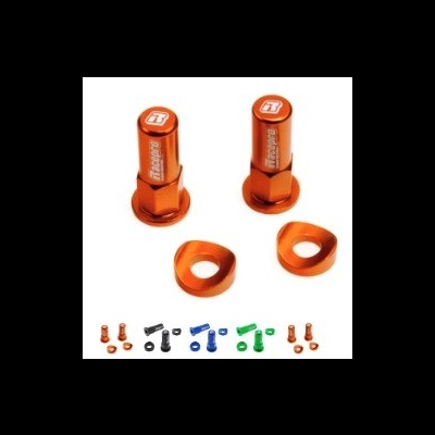 Parafusos de roda laranja anodizados com texto TEC RACE