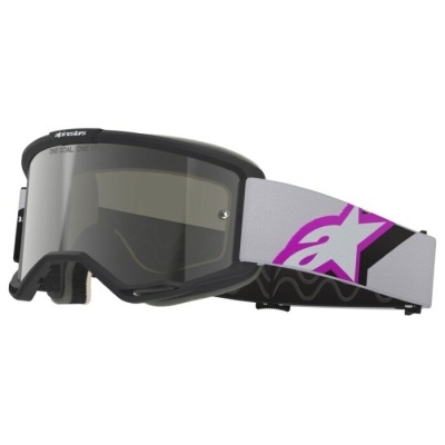 Máscara desportiva preta com correia cinzenta e rosa alpinestars