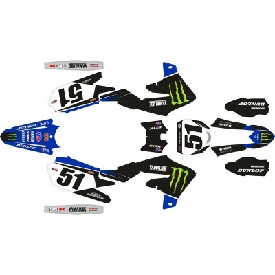 Autocolantes para mota em azul, branco e preto com logótipos e número 51