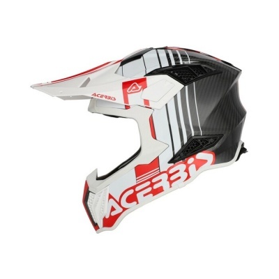Capacete de motocross branco, vermelho e preto com logo ACERBIS