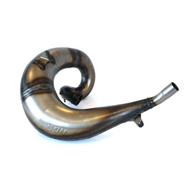 Escape metálico de moto com logotipo SGH