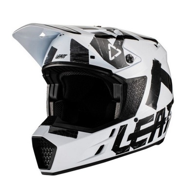 Capacete integral motocross branco e preto LEATT
