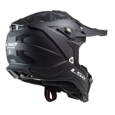 Capacete de motocross preto LS2 com ventilação