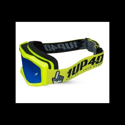 Óculos de proteção motocross amarelo com lentes azuis e elástico 1UP4D