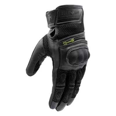 Luvas pretas para motociclista com reforços acolchoados