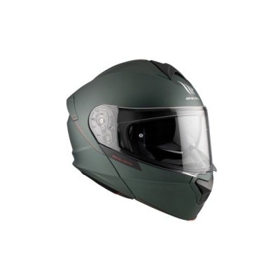 Capacete integral verde fosco com viseira transparente