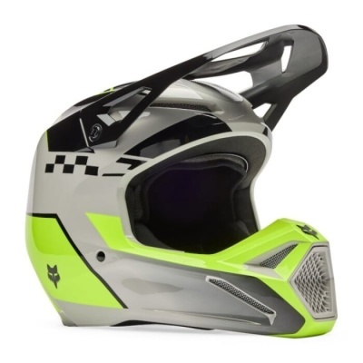 Capacete FOX V1 Collect Cinza Amarelo