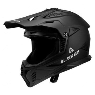 Capacete integral LS2 preto fosco com detalhes aerodinâmicos