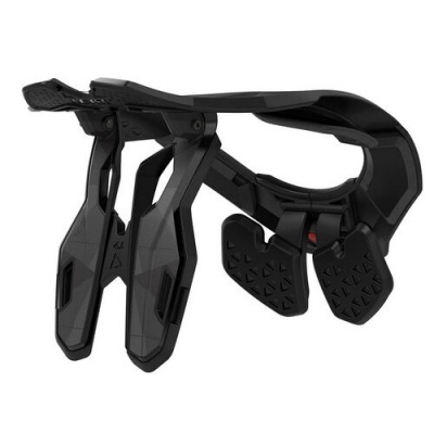 Suporte ergonómico preto em plástico com partes móveis e almofadas texturizadas