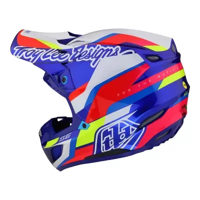Capacete integral colorido para motocross com texto Troy Lee Designs