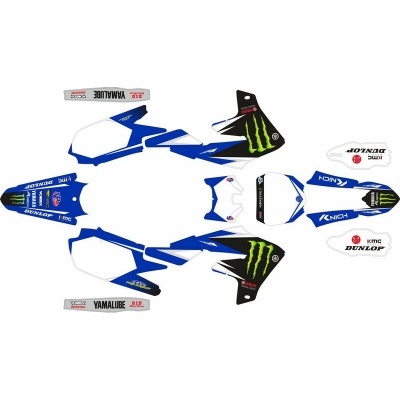 Autocolantes para moto em azul, branco e preto com logótipos de marcas