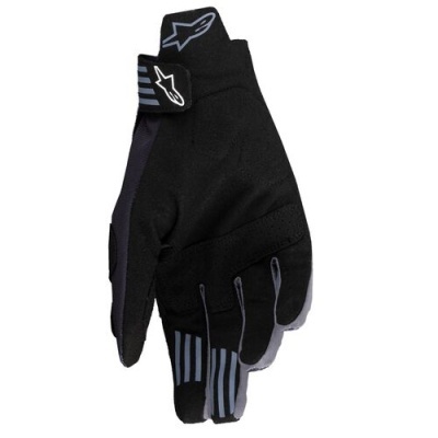 Luvas pretas para motociclismo com fecho de velcro e detalhes cinzentos