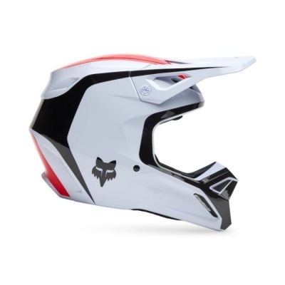 Capacete Fox V1 Flow branco vermeho