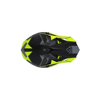 Capacete ciclismo preto e amarelo fluorescente com padrões geométricos