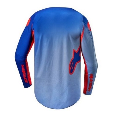 Camisola de desporto azul e cinza com estampados vermelhos