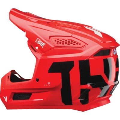 Capacete integral vermelho com preto e ventilação