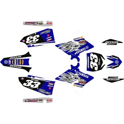 Autocolantes para mota Yamaha azul, preto e branco com número 33 e logótipos