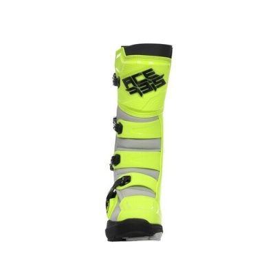 Bota de protecção verde fluorescente com fechos, texto ACE 9555