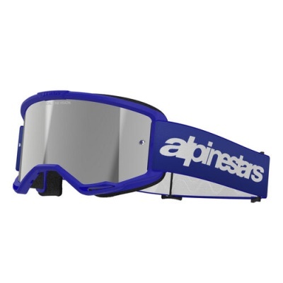 Óculos de proteção azul com lente espelhada e tira elástica alpinestars