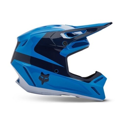 Capacete integral motocross azul e preto com logótipo Fox