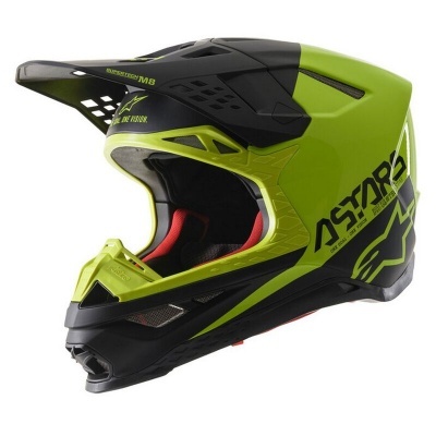 Capacete motocross verde e preto ASTARS M8 com interior vermelho
