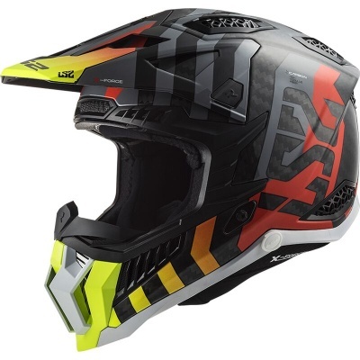 Capacete off-road preto, cinza, amarelo e vermelho LS2 V-FORCE