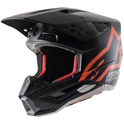 Capacete Alpinestars S-M5 Compass Preto/Laranja Fluor mate