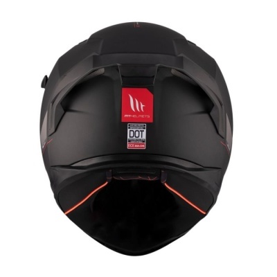 Capacete de motociclista preto fosco com etiqueta vermelha MT-Helmets