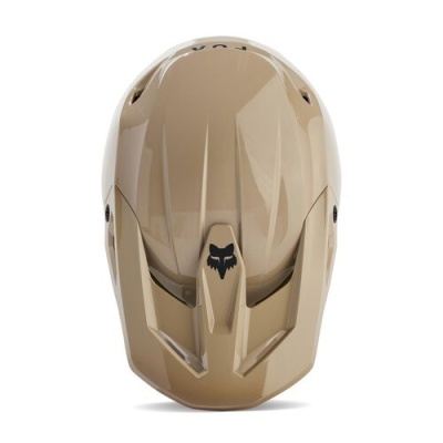 Capacete castanho aerodinâmico com logótipo preto de raposa