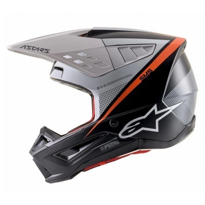 Capacete Alpinestars S-M5 Rayon Preto/Branco/Laranja fluor