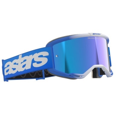 Óculos de proteção desportivos azuis com lente espelhada azul