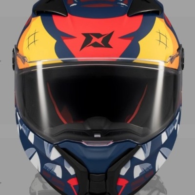 Capacete integral colorido com viseira transparente